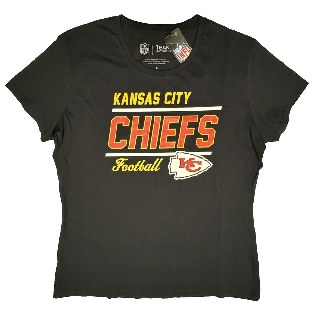 Kansas City Chiefs Womens Size Large Black NFL T-Shirt Short Sleeve Lrg L Tee